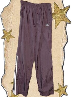 Vintage 90s Adidas Windpants Brown Light Blue Embroidered Logo XL Rare